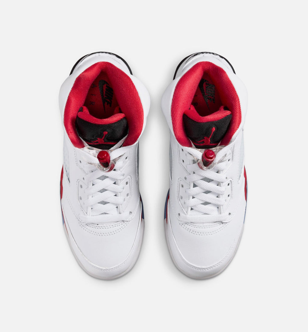Air Jordan 5 Retro 'Fire Red' Grade School - White/Fire Red/Black