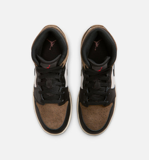 Air Jordan 1 Mid Grade School - Black/Phantom/Palomino/University Red