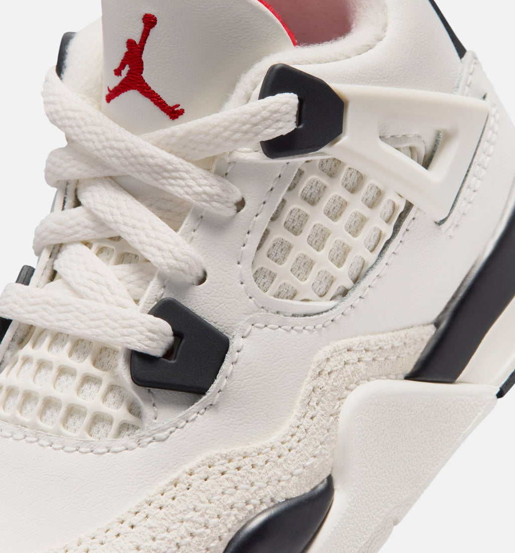 Air Jordan 4 Retro 'Flight Club' - Infant/Toddler Lifestyle Sneaker (Sail/Black/University Red)