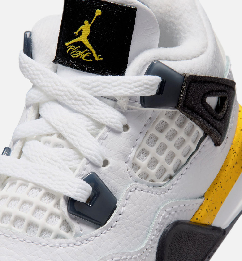 Air Jordan 4 Retro 'Rare Air Tour Yellow' - Infant/Toddler Lifestyle Sneaker (White/Dark Blue Grey/Black/Tour Yellow)