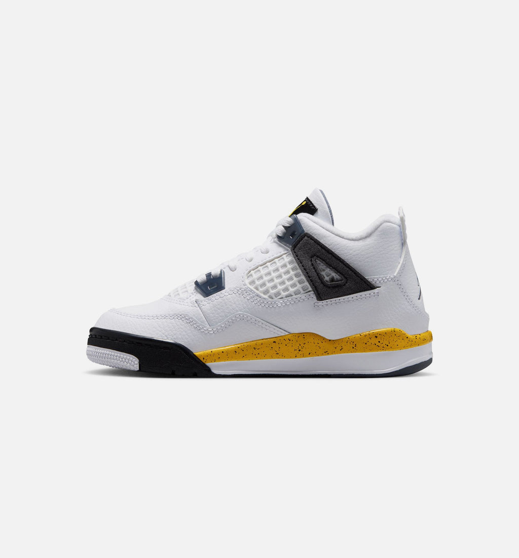 Air Jordan 4 Retro 'Rare Air Tour Yellow' Preschool - White/Dark Blue Grey/Black/Tour Yellow