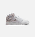 Air Jordan 1 Mid SE Grade School - White/Field Silver
