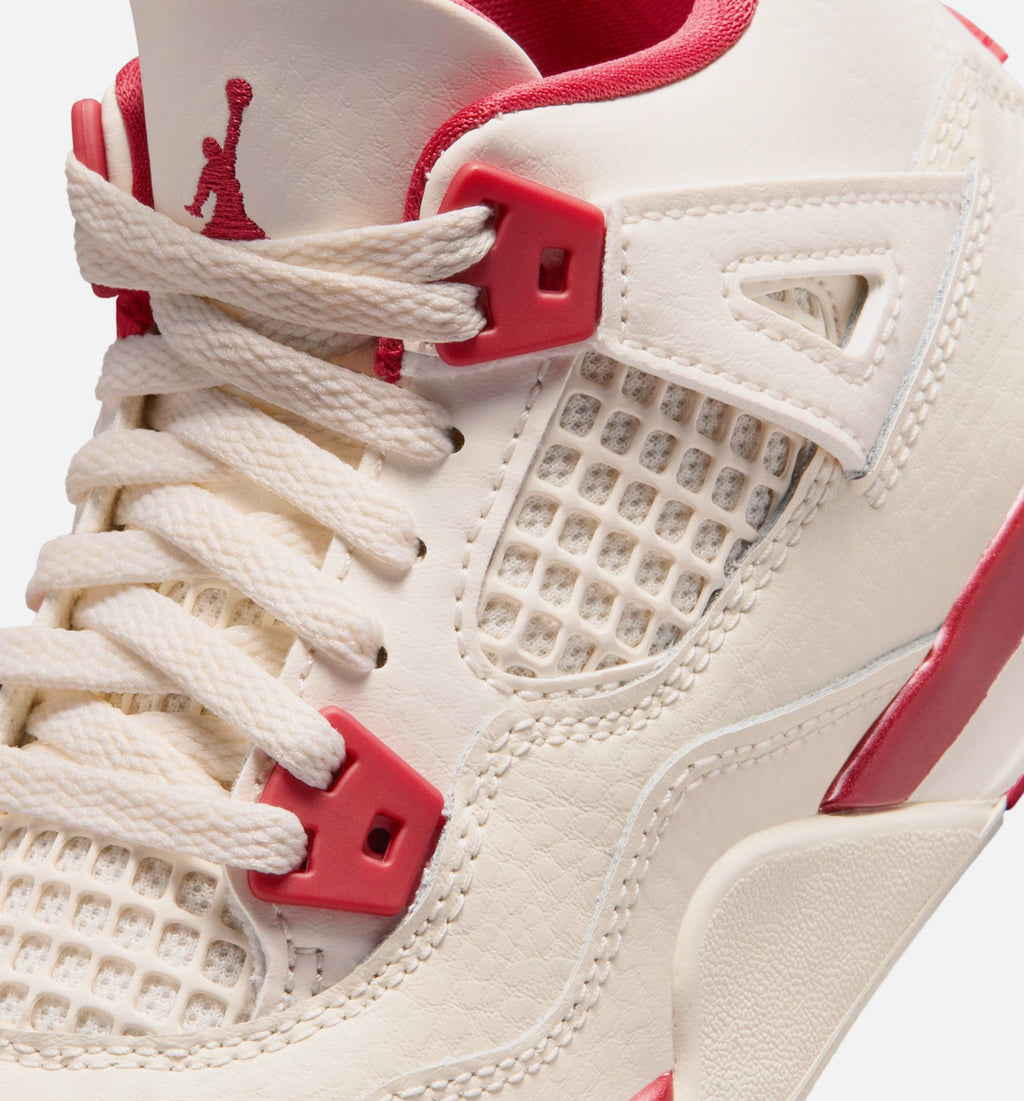 Air Jordan 4 Retro 'Valentine's Day' Preschool - Pale Ivory/Sierra Red/Tough Red