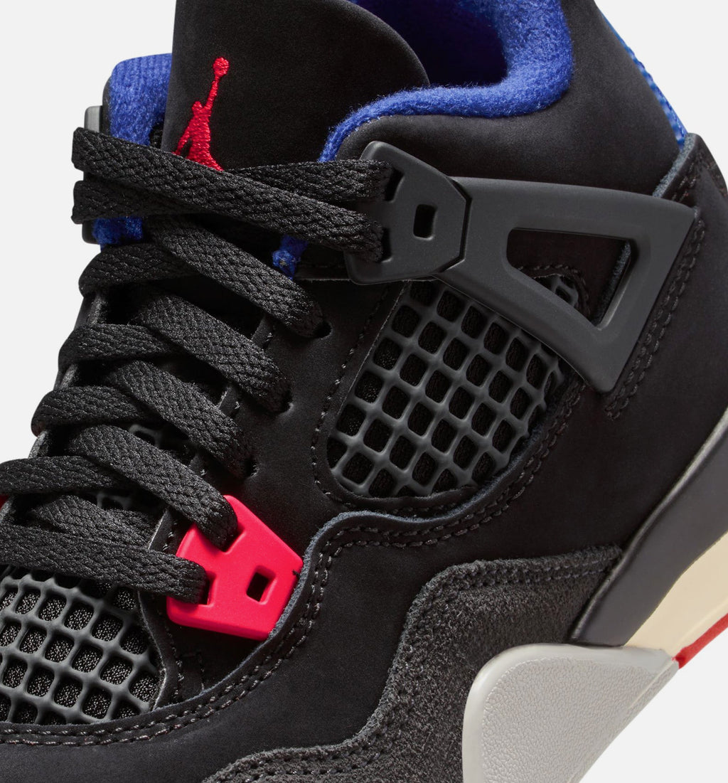 Air Jordan 4 Retro 'Rare Air' Preschool - Black/Fire Red/Deep Royal Blue
