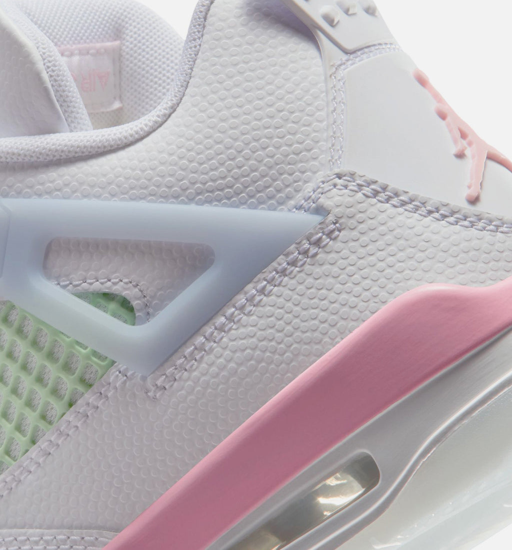 Air Jordan 4 Retro 'Medium Soft Pink' Grade School - White/Medium Soft Pink/Half Blue
