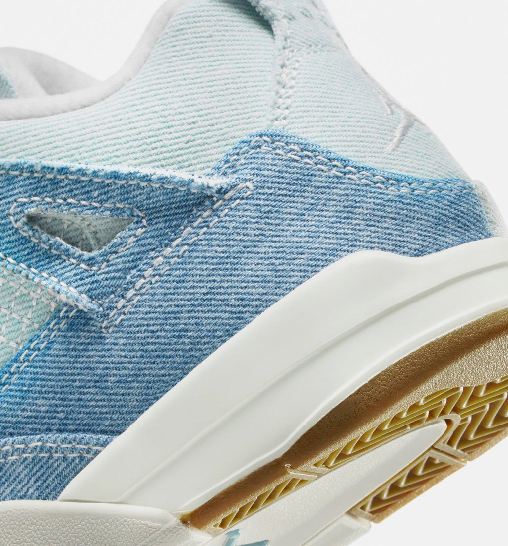 Air Jordan 4 Retro 'Worn Blue' Preschool - Sail/Worn Blue/Metallic Gold