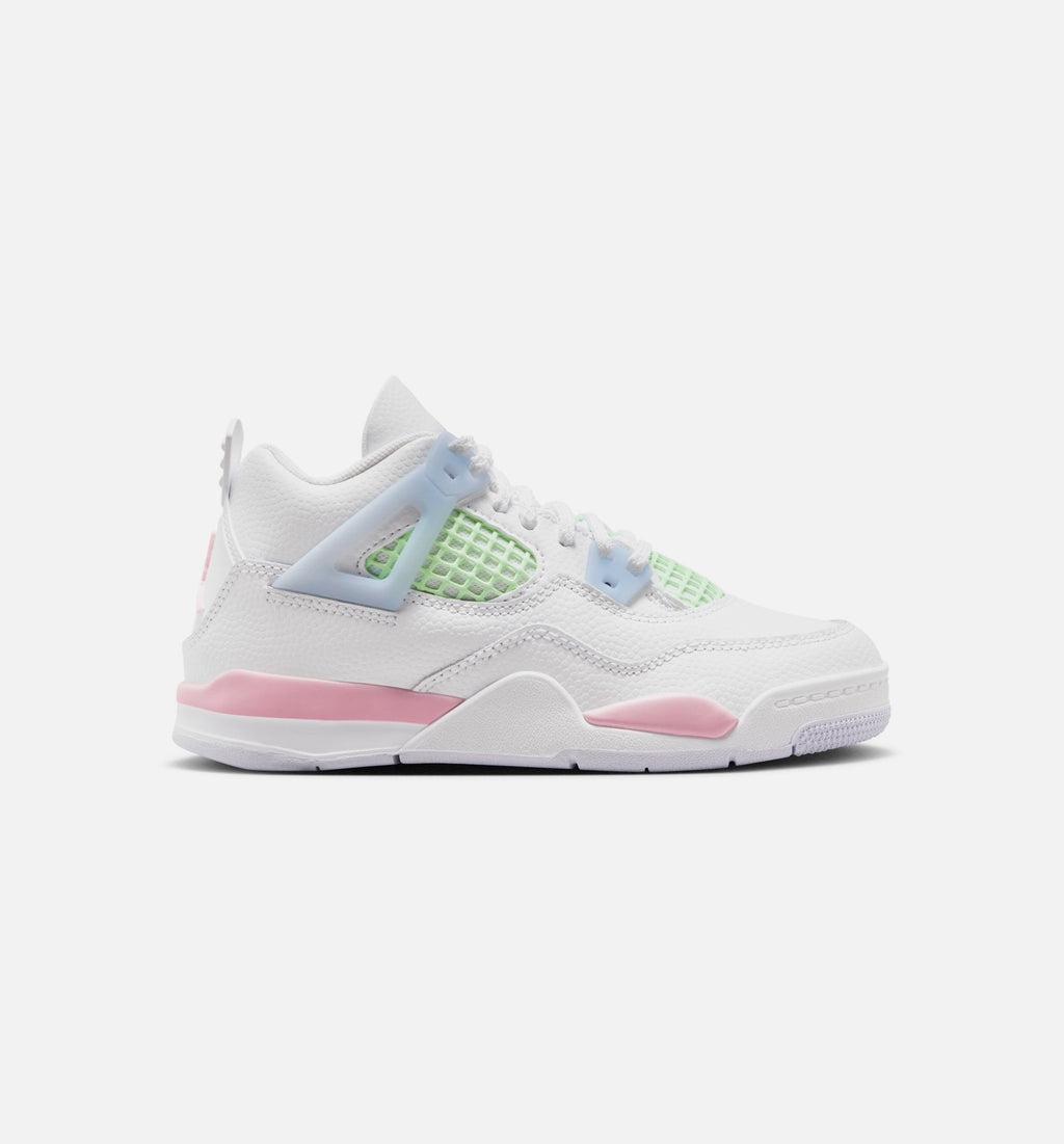 Air Jordan 4 Retro 'Medium Soft Pink' Preschool - White/Medium Soft Pink/Half Blue