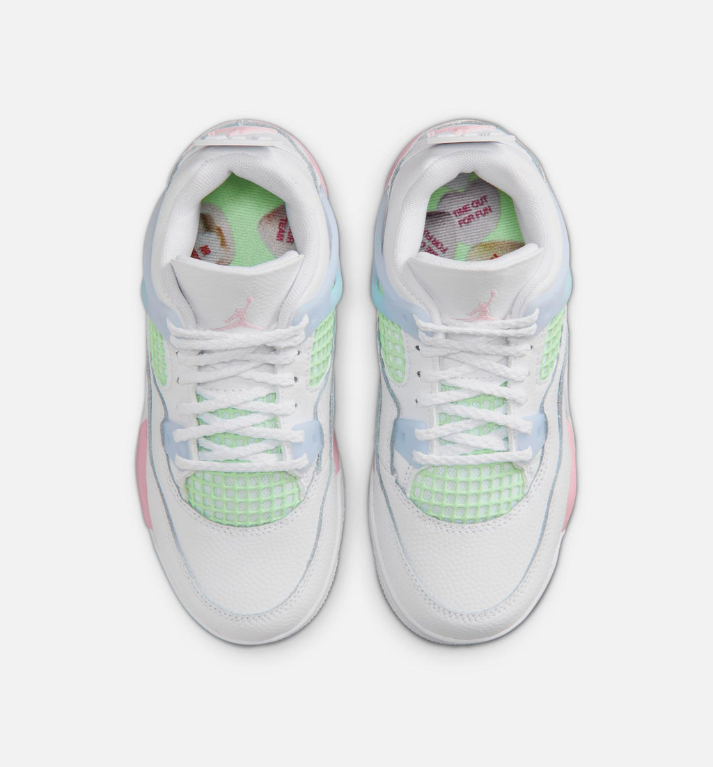 Air Jordan 4 Retro 'Medium Soft Pink' Preschool - White/Medium Soft Pink/Half Blue