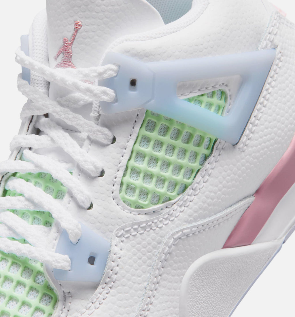 Air Jordan 4 Retro 'Medium Soft Pink' Preschool - White/Medium Soft Pink/Half Blue