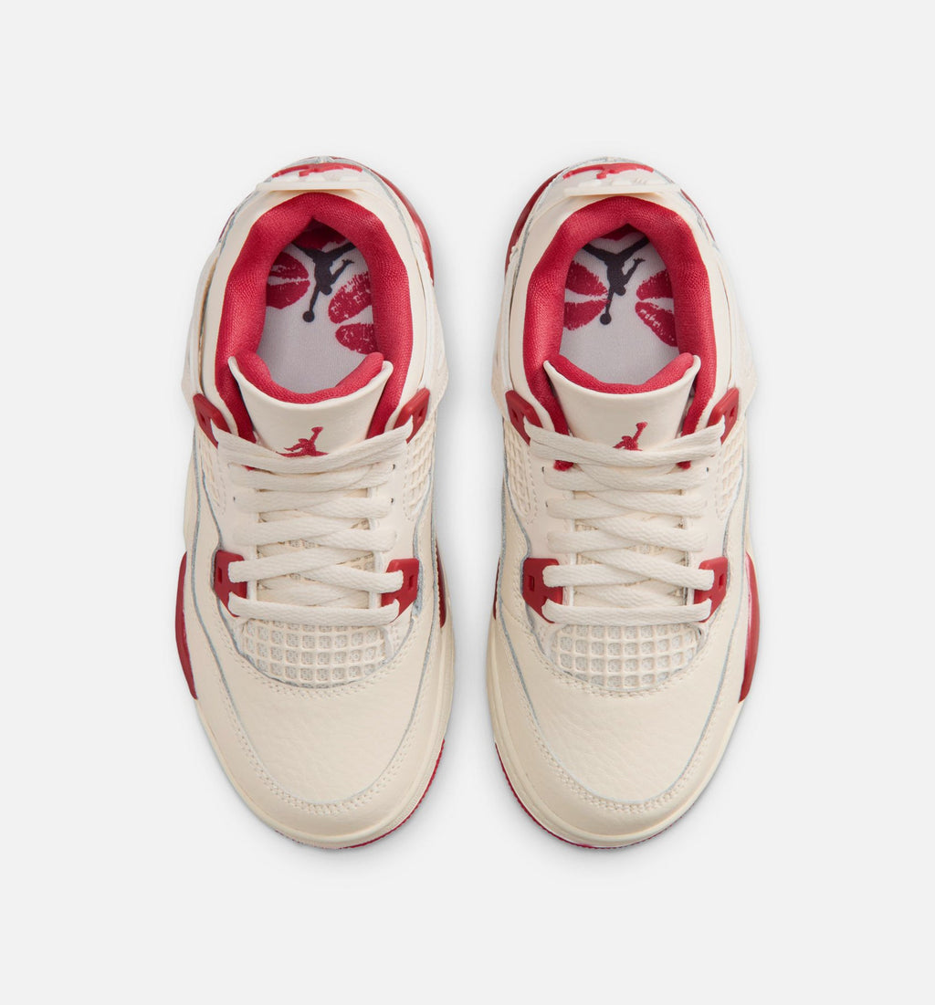 Air Jordan 4 Retro 'Valentine's Day' Preschool - Pale Ivory/Sierra Red/Tough Red