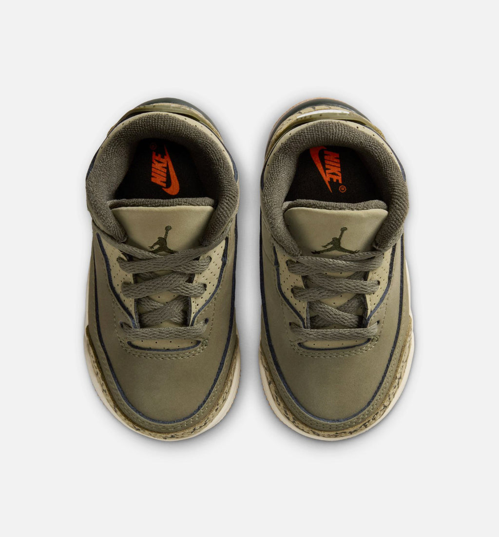 Air Jordan 3 Retro 'Medium Olive' - Infant/Toddler Lifestyle Sneaker (Medium Olive/Sequoia/Neutral Olive/Sail)