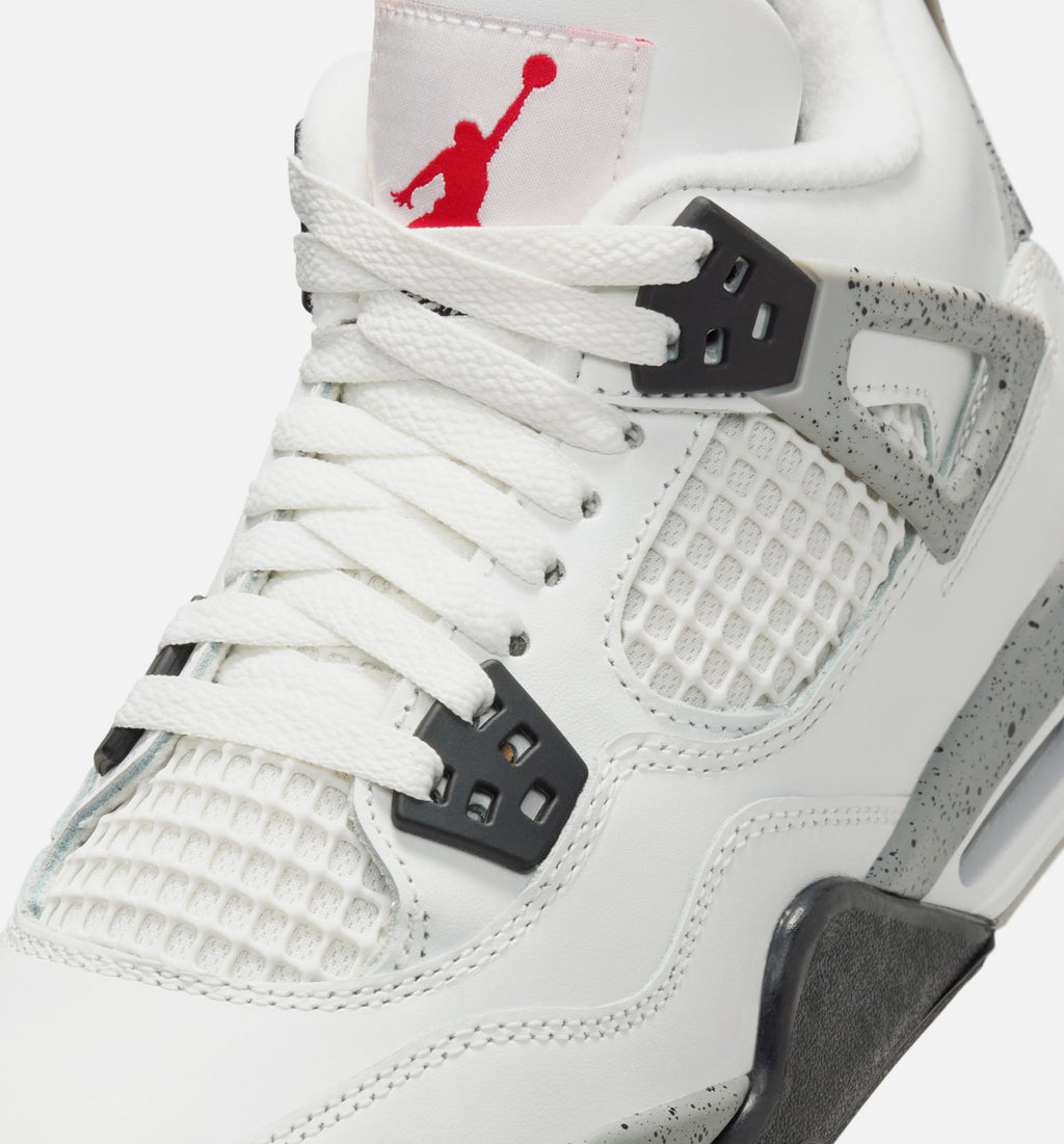 Air Jordan 4 Retro 'White Cement' Grade School - Summit White/Fire Red/Cement Grey/Black