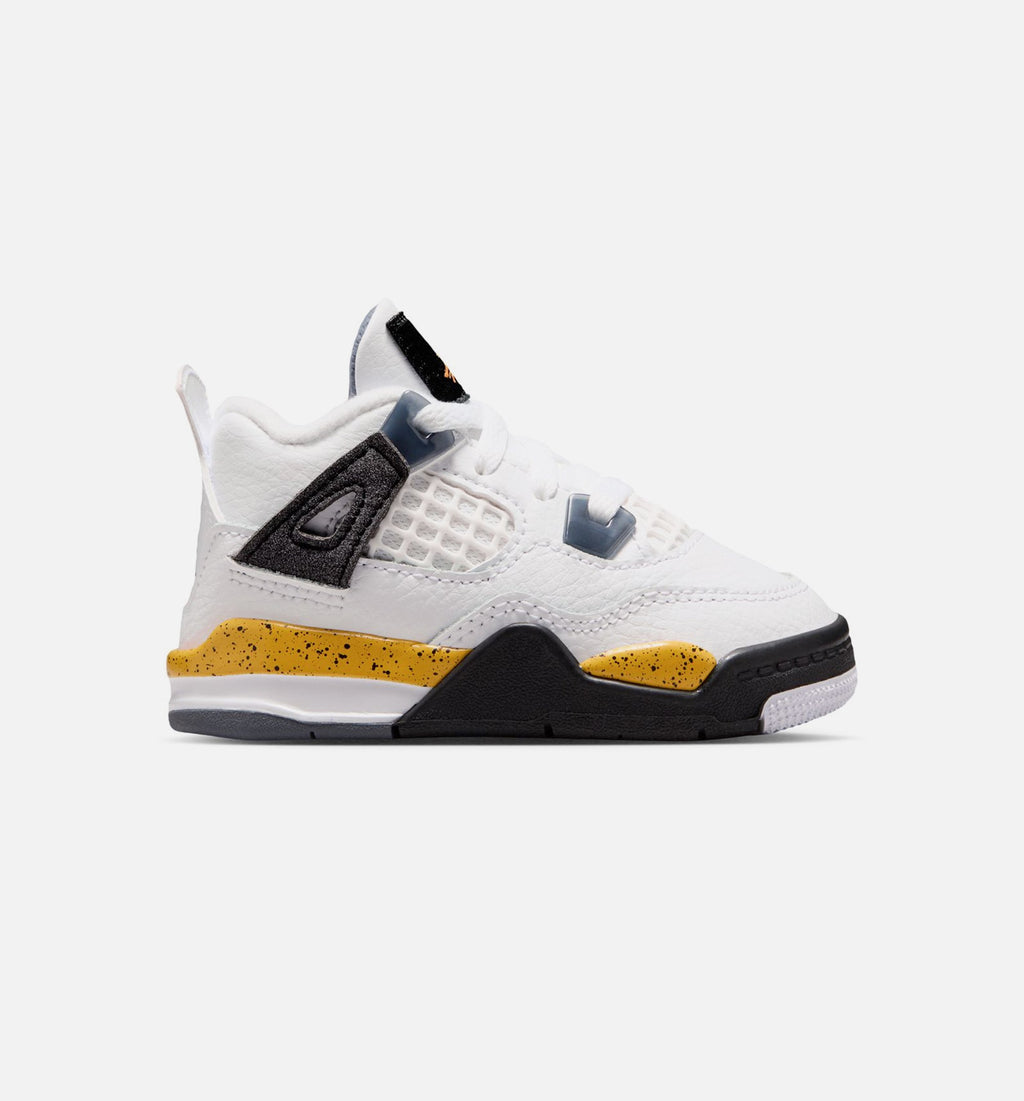 Air Jordan 4 Retro 'Rare Air Tour Yellow' - Infant/Toddler Lifestyle Sneaker (White/Dark Blue Grey/Black/Tour Yellow)