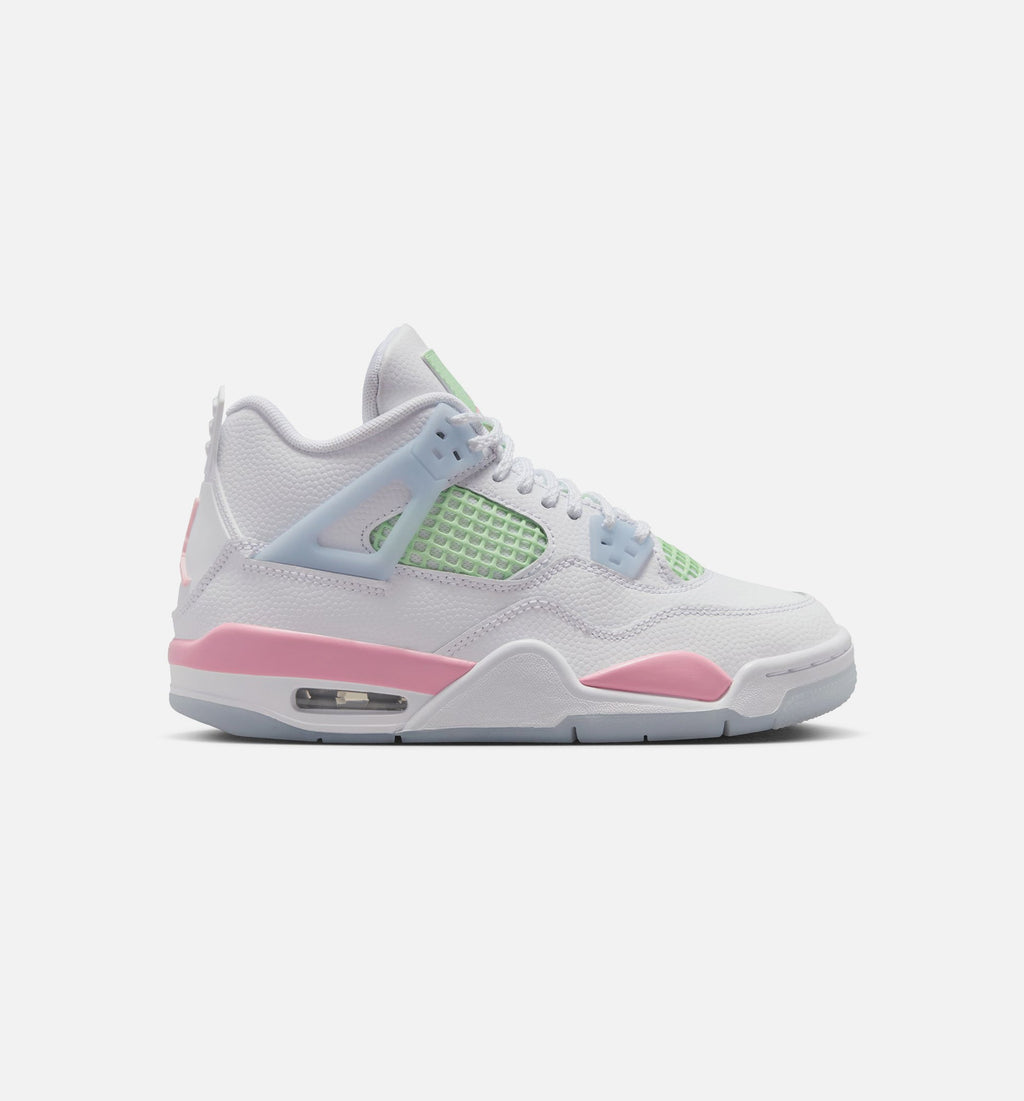 Air Jordan 4 Retro 'Medium Soft Pink' Grade School - White/Medium Soft Pink/Half Blue