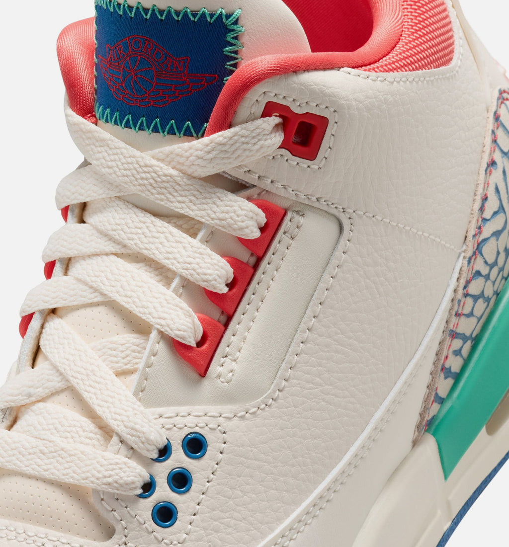 Air Jordan 3 Retro 'Play Your Way' Grade School - Chalk/Track Red/True Blue/Kinetic Green
